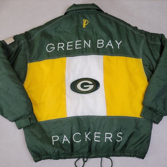 Men’s Vintage NFL Pro Player Green Bay Packers Full Zip Puffer Jacket Size XL - Picture 2 of 16